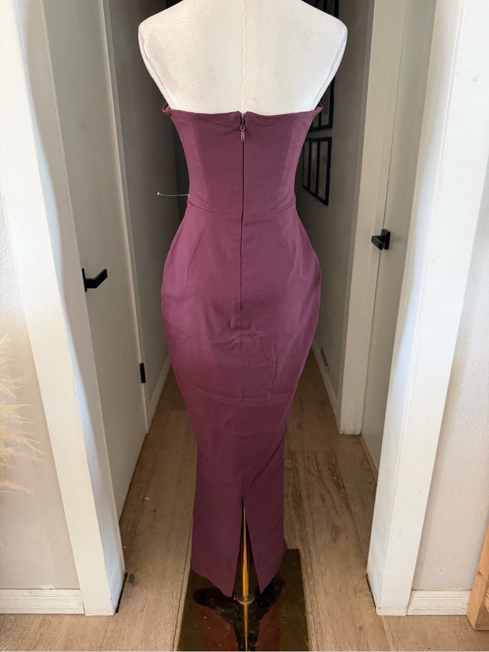 House of CB Strapless Plum Bodycon Maxi Dress Sz S Plus Cup MSRP $285 NEW - Picture 6 of 10